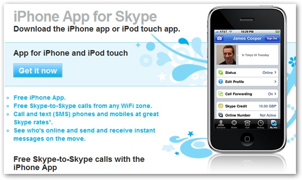 iPhone, Skype presenta una aplicación para hacer llamadas VoiP con el iPhone