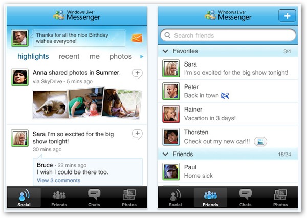 Aplicaciones gratis para iPhone, Windows Live Messenger
