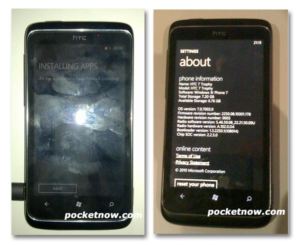HTC 7 Trophy, nuevas imágenes de este móvil táctil con Windows Phone 7 y sin teclado QWERTY