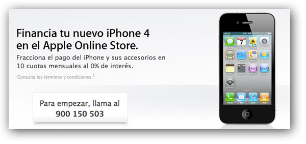 iPhone 4 a plazos, Apple financia hasta en 10 meses sin intereses la compra del iPhone 4