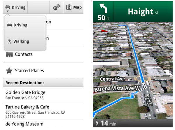 Google Maps 4.5 incluye Walking Navigation, un GPS para caminantes