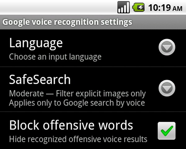 Android y Google Voice, Google lanza el reconocimiento de voz personalizado