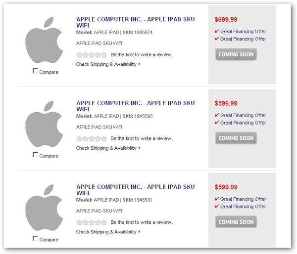 iPad, aparecen tres iPad a la venta en la tienda Best Buy