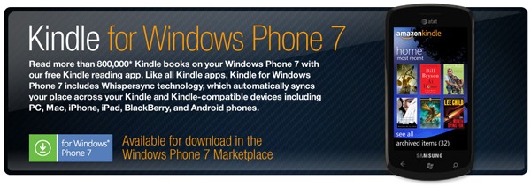 Kindle y Windows Phone 7, nueva aplicación de Kindle para Windows Phone 7