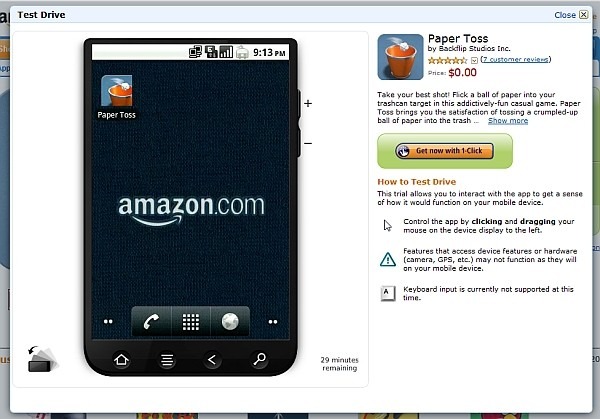 Amazon AppStore nos permite probar las aplicaciones antes de comprarlas
