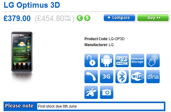 LG Optimus 3D, disponible desde principios de junio