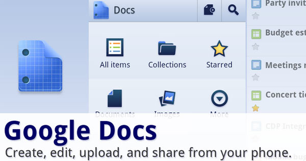 Google Docs Android, disponible la aplicación de Google Docs para Android