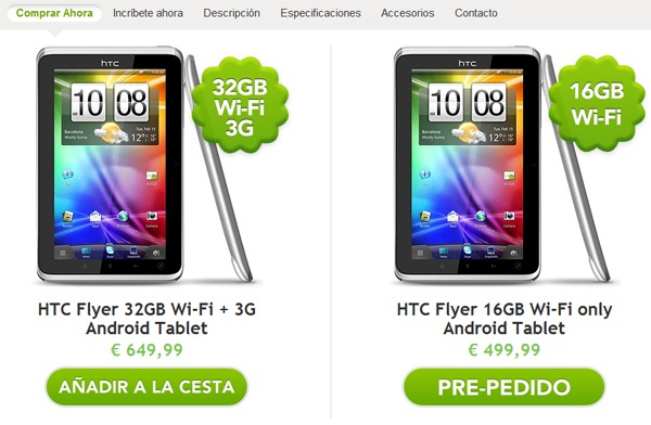 HTC Flyer, ya está a la venta en España por 650 euros