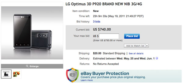 LG Optimus 3D, el móvil 3D ya se deja ver en eBay