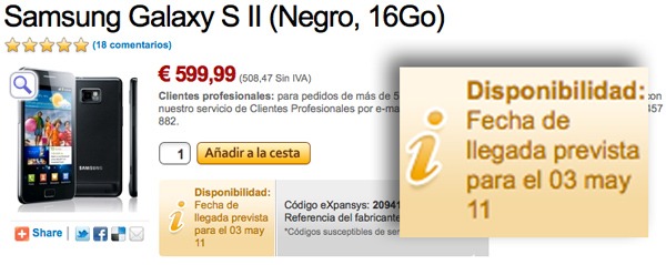 Samsung Galaxy S II, ya a la venta en España con Expansys