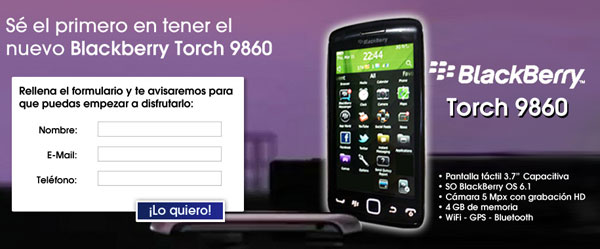 BlackBerry Torch 9860 ya aparece en The Phone House