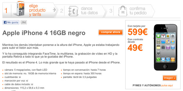 iPhone 4 Orange prepago, cómo conseguir el iPhone 4 en modalidad prepago con Orange 4