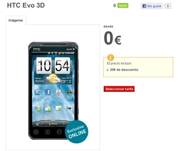 HTC Evo 3D con Vodafone, precios y tarifas 2