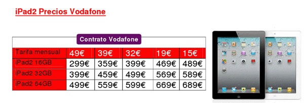 El iPad2 con Vodafone desde 299 euros 2