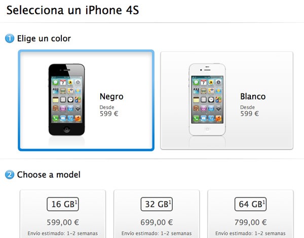 Precios oficiales del iPhone 4S libre en España 2