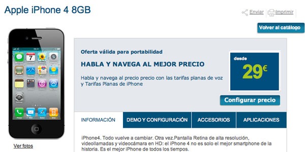 iPhone 4 8 GB con Movistar, precios y tarifas 2