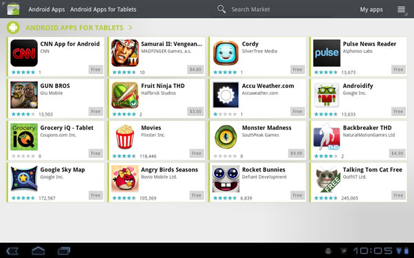 Android Market tablets