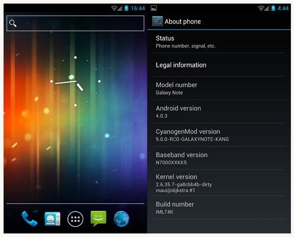 cyanogenmod9 android40 samsung galaxy note