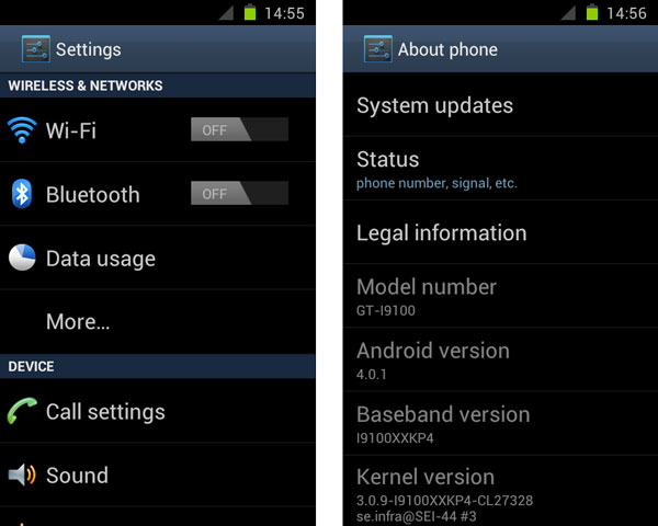 Samsung Galaxy S2 Android 4.0