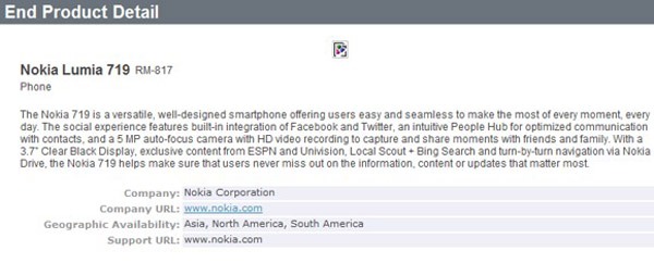 Filtradas las especificaciones del Nokia Lumia 719