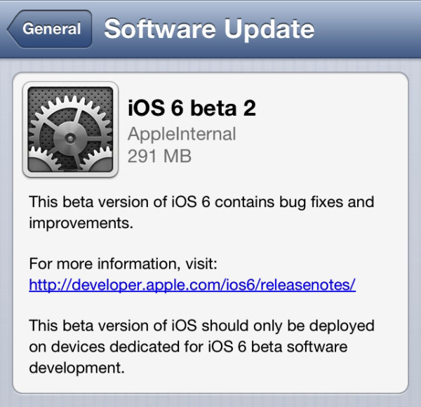 Nueva versión de pruebas de iOS 6