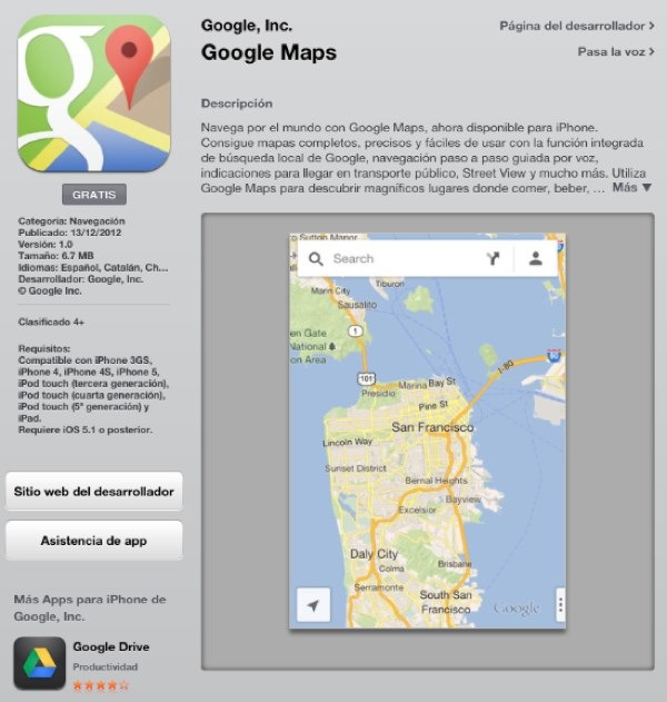 google maps iphone aplicacion