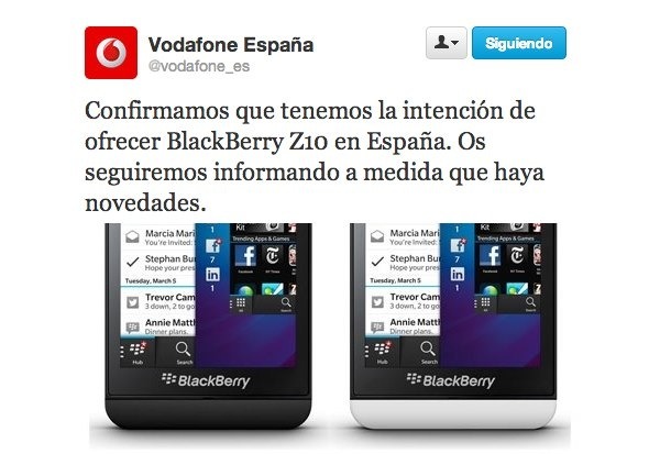 Vodafone, Orange y Yoigo ofrecerán la BlackBerry Z10 en España