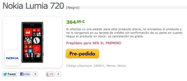 nokia lumia 720 precio espana