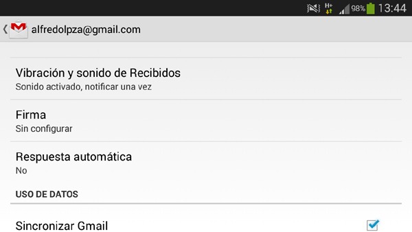 Firma automática en el correo de Android