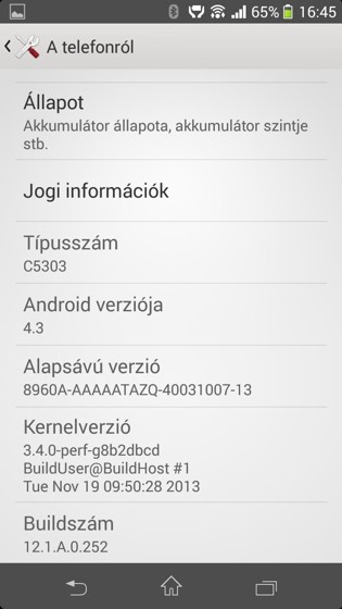 Android 4.3 en el Sony Xperia SP