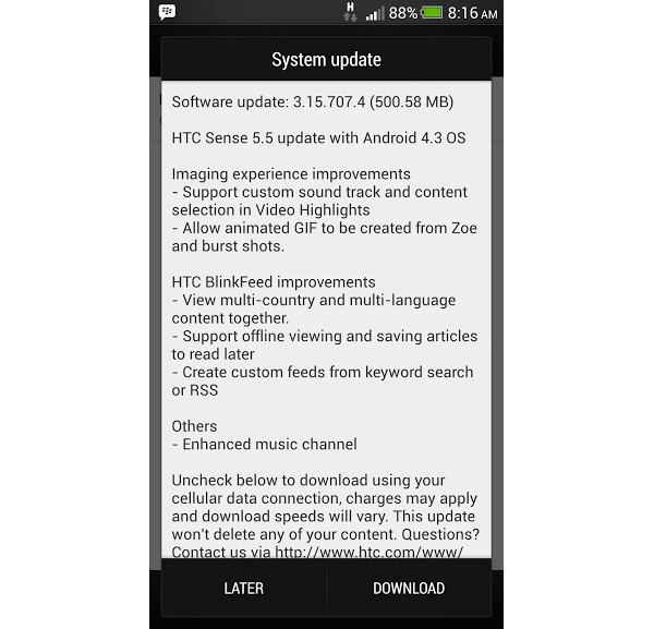 Android 4.3 en el HTC Butterfly