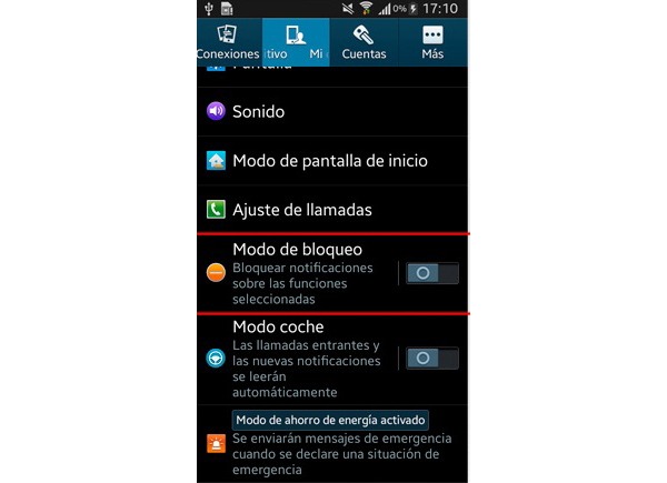 Modo de no molestar en el Samsung Galaxy S5