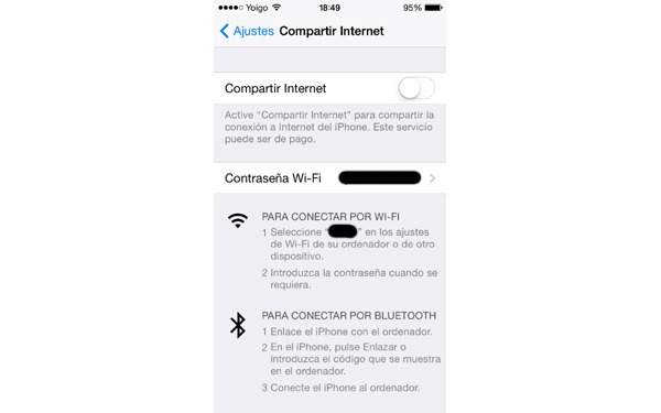 Compartir conexión a Internet desde un iPhone