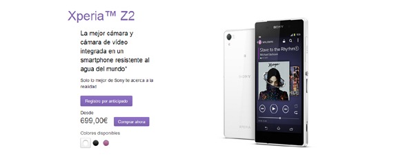 El Sony Xperia Z2 ya está disponible a la venta en España