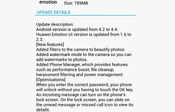 Actualización de Android 4.4.2 KitKat para el Huawei Ascend P6