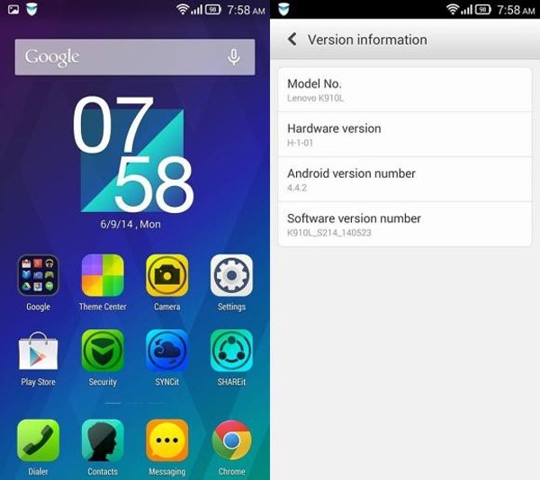 Lenovo Vibe Z con Android 4.4.2 KitKat