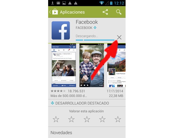 Cancelar una descarga en Google Play