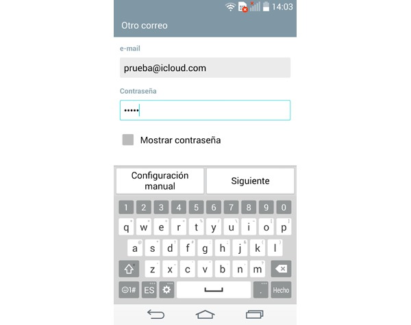 Configurar una cuenta de correo iCloud en Android