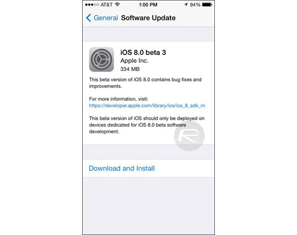 iOS 8 Beta 3