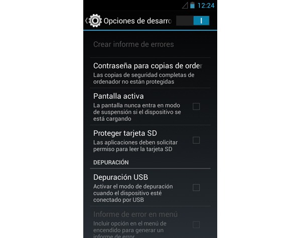 Modo de depuración USB en Android