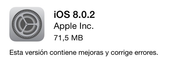 iOS 8.0.2 ya está disponible para su descarga