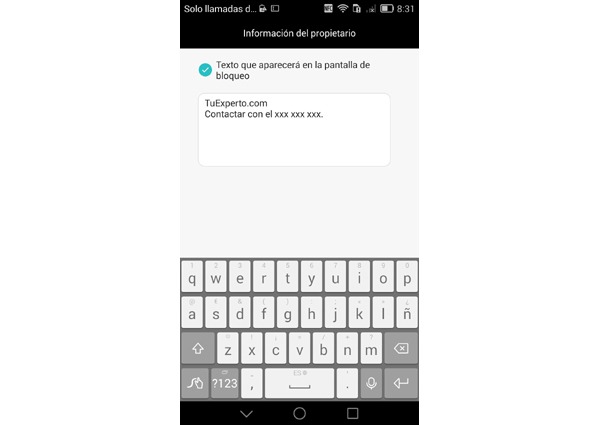 Mostrar información de propietario en la pantalla de bloqueo de Android