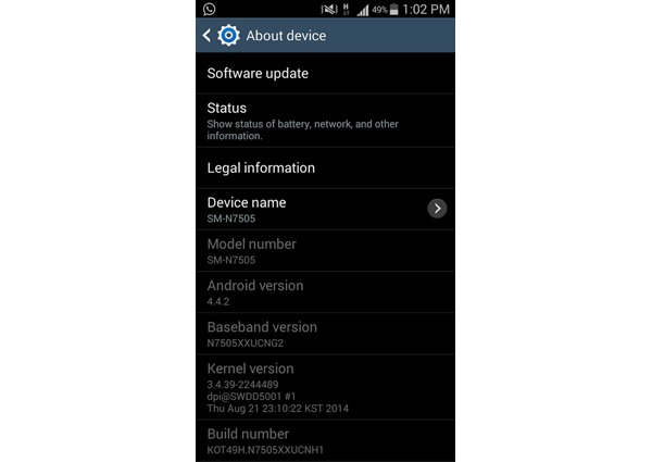 Actualización de Android 4.4 para el Samsung Galaxy Note 3 Neo 4G LTE