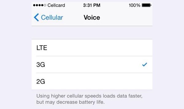 Activar o desactivar 2G, 3G y 4G en iOS 8.1