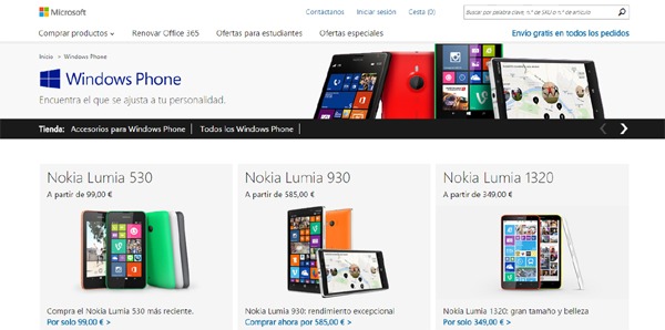 Microsoft Store España ya permite adquirir móviles y accesorios de la gama Lumia