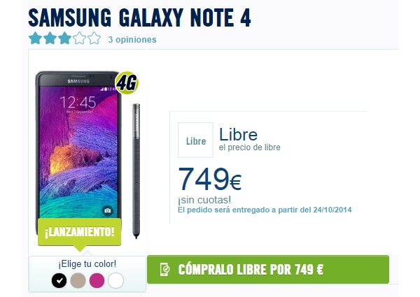 Samsung Galaxy Note 4, ya disponible con The Phone House