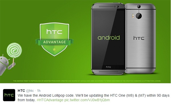 Actualización de Android 5.0 Lollipop para los HTC One