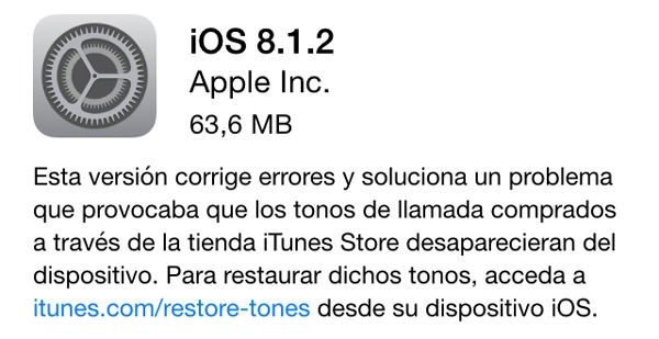 Actualización de iOS 8.1.2