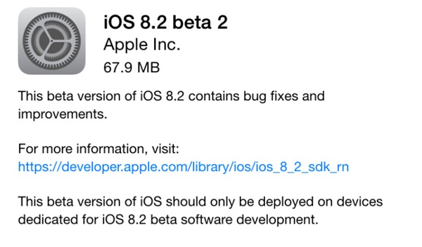La Beta 2 de iOS 8.2 ya está disponible para su descarga