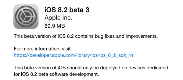 Ya disponible la Beta 3 de iOS 8.2